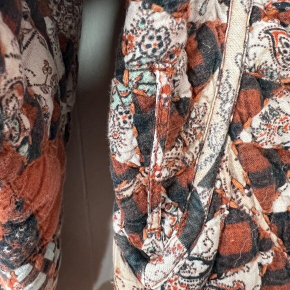 Ulla Johnson Long Quilted Coat Mirage Printed Cotton Medium Orange Floral Lined - Picture 11 of 16